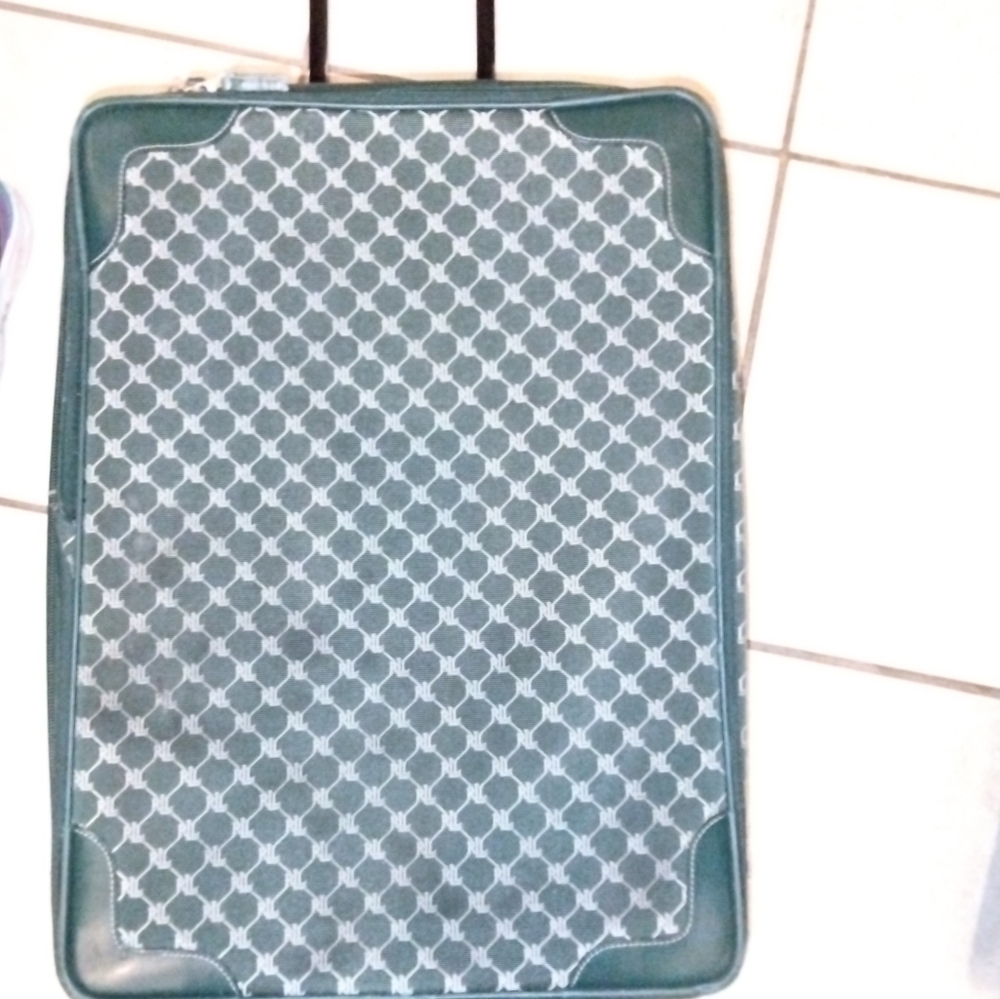Vintage Ralph Lauren monogramed upright wheeled 26" suitcase